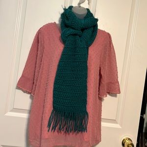 2 for $25 🧡🆕 Hand-crocheted teal scarf with fringe